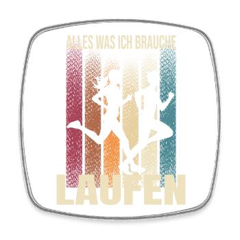 Alles was ich brauche - Laufen - Viereckiger Kühlschrankmagnet - Weiß - Vorne