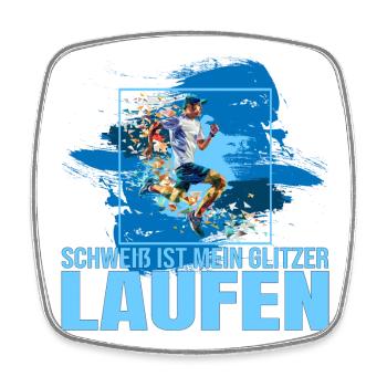 Schweiß ist mein Glitzer - Viereckiger Kühlschrankmagnet - Weiß - Vorne