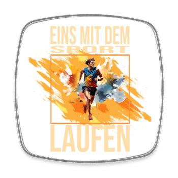 Eins mit dem Sport - Laufen - Viereckiger Kühlschrankmagnet - Weiß - Vorne