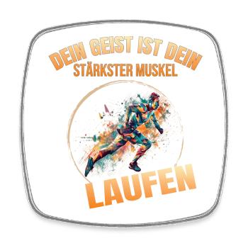 Laufen: Dein Geist ist dein stärkster Muskel - Viereckiger Kühlschrankmagnet - Weiß - Vorne