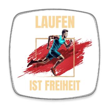 Laufen ist Freiheit - Viereckiger Kühlschrankmagnet - Weiß - Vorne