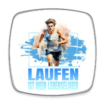 Laufen ist mein Lebenselixier - Viereckiger Kühlschrankmagnet - Weiß - Vorne