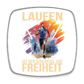 Laufen ist der Schlüssel der Freiheit - Viereckiger Kühlschrankmagnet - Weiß - Vorne