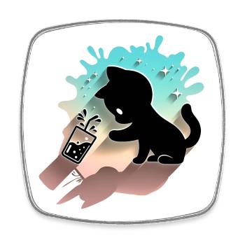 Chat Kawaii avec Bubble Tea Mignon Sweet Kitty - Magnet carré - blanc - Devant
