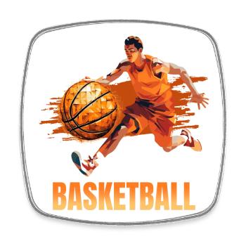 Basketball - Viereckiger Kühlschrankmagnet - Weiß - Vorne