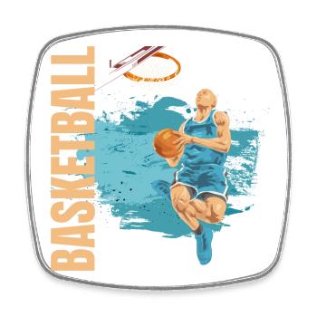 Basketball - Viereckiger Kühlschrankmagnet - Weiß - Vorne