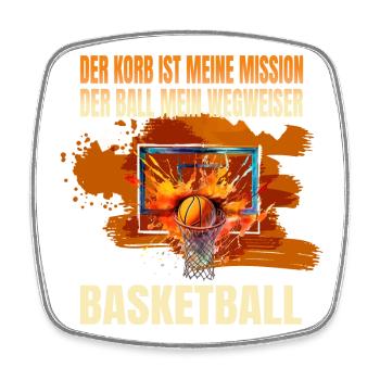 Der Korb ist meine Mission-Der Ball mein Wegweiser - Viereckiger Kühlschrankmagnet - Weiß - Vorne