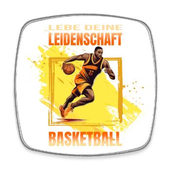 Basketball: Lebe deine Leidenschaft - Viereckiger Kühlschrankmagnet - Weiß - Vorne