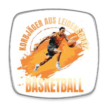 Basketball: Korbjäger aus Leidenschaft - Viereckiger Kühlschrankmagnet - Weiß - Vorne