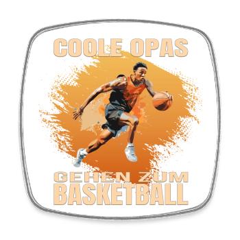 Coole Opas gehen zum Basketball - Viereckiger Kühlschrankmagnet - Weiß - Vorne