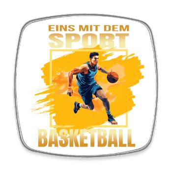 Eins mit dem Sport - Basketball - Viereckiger Kühlschrankmagnet - Weiß - Vorne