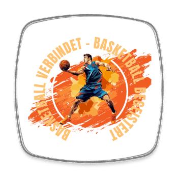 Basketball verbindet - Basketball begeistert - Viereckiger Kühlschrankmagnet - Weiß - Vorne