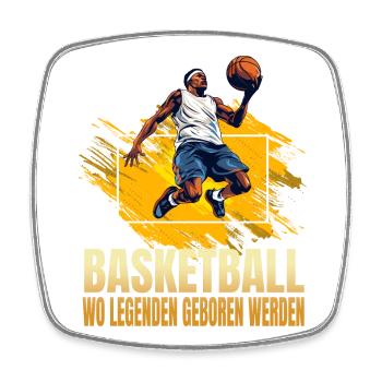 Basketball: Wo Legenden geboren werden - Viereckiger Kühlschrankmagnet - Weiß - Vorne