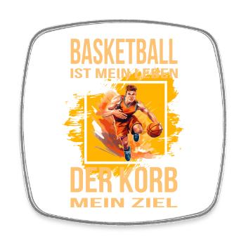 Basketball ist mein Leben - Der Korb mein Ziel - Viereckiger Kühlschrankmagnet - Weiß - Vorne