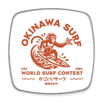 Okinawa Surf Monkey (kakoii surf) - Viereckiger Kühlschrankmagnet - Weiß - Vorne