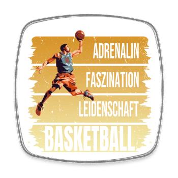 Adrenalin - Faszination - Leidenschaft -Basketball - Viereckiger Kühlschrankmagnet - Weiß - Vorne