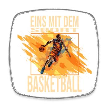 Eins mit dem Sport - Basketball - Viereckiger Kühlschrankmagnet - Weiß - Vorne