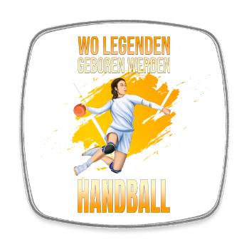 Wo Legenden geboren werden - Handball - Viereckiger Kühlschrankmagnet - Weiß - Vorne