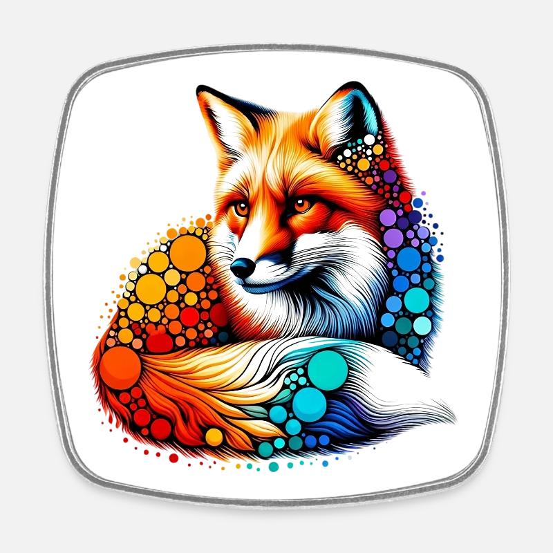 Fuchs - Viereckiger Kühlschrankmagnet - Weiß