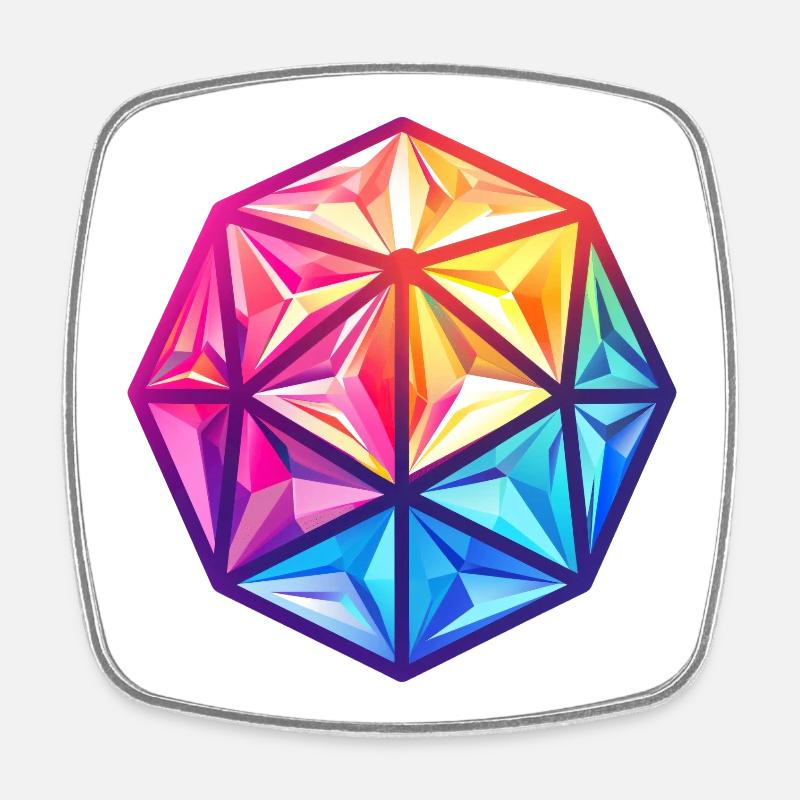 Geometric D20 D20 Cube – Fantasy RPG - Square fridge magnet - white