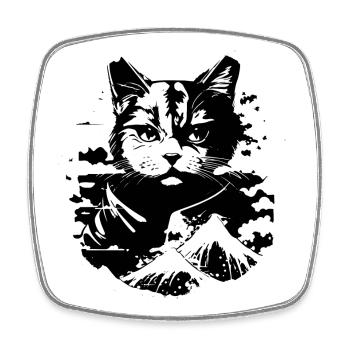 Cat Anime Look - Square fridge magnet - white - Front