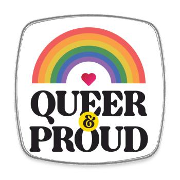 LGBT Pride Month - Queer and Proud - Square fridge magnet - white - Front