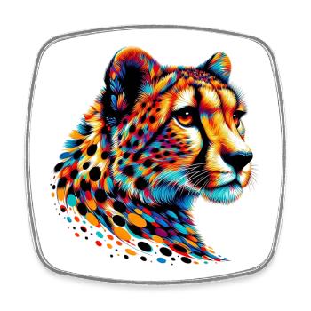 Guépard - Magnet carré - blanc - Devant