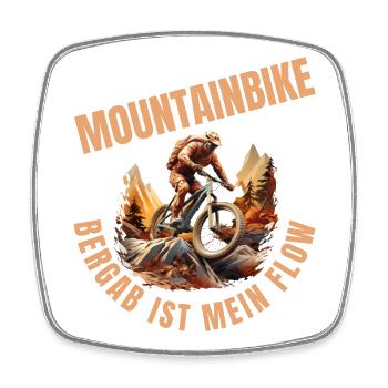 MTB: Bergab ist mein Flow - Viereckiger Kühlschrankmagnet - Weiß - Vorne