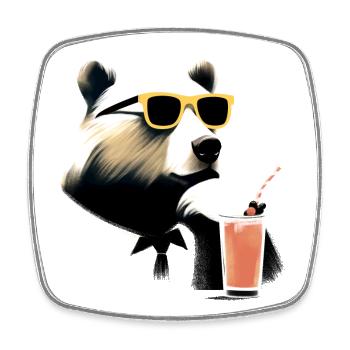 Cooler Bär - Viereckiger Kühlschrankmagnet - Weiß - Vorne