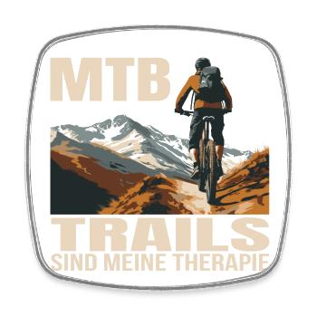 MTB - Trails sind meine Therapie - Viereckiger Kühlschrankmagnet - Weiß - Vorne