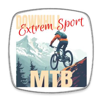 Downhill - Extrem Sport - Viereckiger Kühlschrankmagnet - Weiß - Vorne