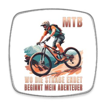 MTB: Wo die Straße endet beginnt mein Abenteuer - Viereckiger Kühlschrankmagnet - Weiß - Vorne