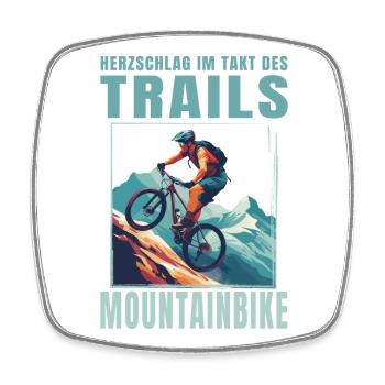 Herzschlag im Takt des Trails - Viereckiger Kühlschrankmagnet - Weiß - Vorne