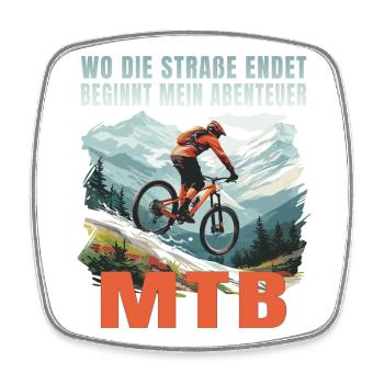 MTB: Wo die Straße endet beginnt mein Abenteuer - Viereckiger Kühlschrankmagnet - Weiß - Vorne