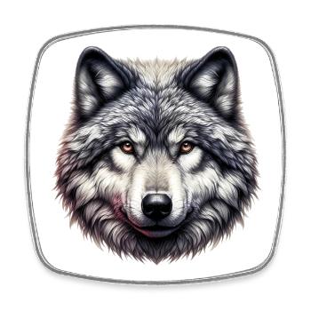 Loup - Magnet carré - blanc - Devant