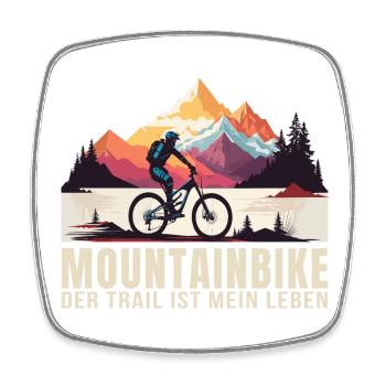 MTB - Der Trail ist mein Leben - Viereckiger Kühlschrankmagnet - Weiß - Vorne