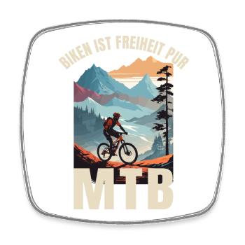 MTB: Biken ist Freiheit pur - Viereckiger Kühlschrankmagnet - Weiß - Vorne