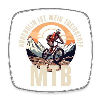 Mountainbike: Adrenalin ist mein Treibstoff - Viereckiger Kühlschrankmagnet - Weiß - Vorne