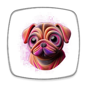 carlin chien ami câlin fille 3D pépinière - Magnet carré - blanc - Devant