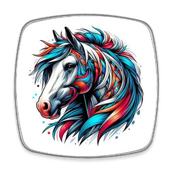 Pferd - Viereckiger Kühlschrankmagnet - Weiß - Vorne