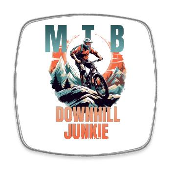 Downhill Junkie - Viereckiger Kühlschrankmagnet - Weiß - Vorne