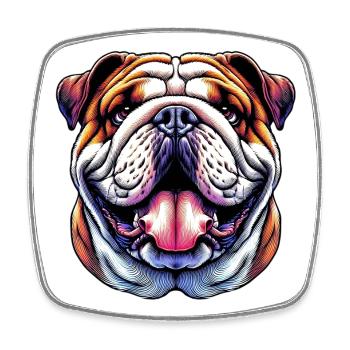 English Bulldog Dog - Square fridge magnet - white - Front