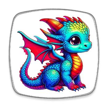 Dragon - Square fridge magnet - white - Front