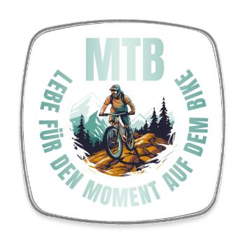 MTB: Lebe für den Moment auf dem Bike - Viereckiger Kühlschrankmagnet - Weiß - Vorne