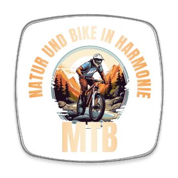 MTB: Natur und Bike in Harmonie - Viereckiger Kühlschrankmagnet - Weiß - Vorne