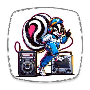 stylischer Stinktier-Charakter in Hip-Hop-Outfit - Viereckiger Kühlschrankmagnet - Weiß - Vorne