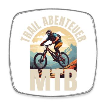 MTB: Trail Abenteuer - Viereckiger Kühlschrankmagnet - Weiß - Vorne