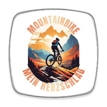 Mountainbike: Mein Herzschlag - Viereckiger Kühlschrankmagnet - Weiß - Vorne