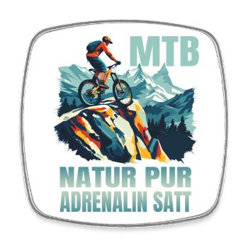 MTB: Natur pur - Adrenalin satt - Viereckiger Kühlschrankmagnet - Weiß - Vorne