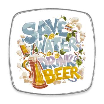 Save Water Drink Beer Biertrinker - Viereckiger Kühlschrankmagnet - Weiß - Vorne